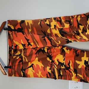 New Orange Camouflage Rothco Drawstring Cargo Pants sz Small rave paratrooper